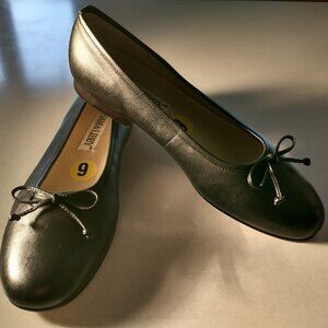 NWT SAM & LIBBY BLACK LEATHER BALLET FLATS SIZE 9M
